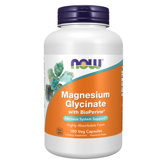 NOW Foods Magnesium Glycinate with BioPerine® - 180 Veg Capsules