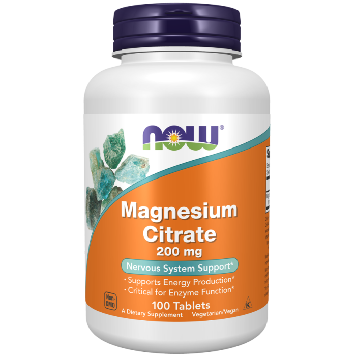 NOW Foods Magnesium Citrate 200 mg - 100 Tablets