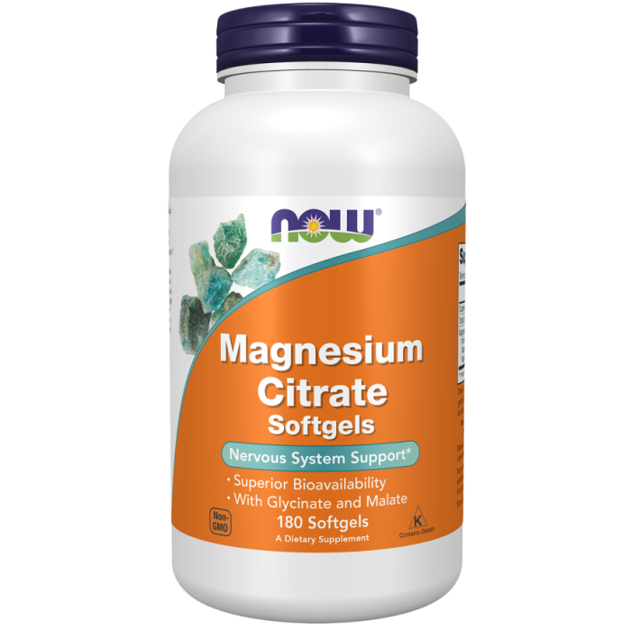 NOW Foods Magnesium Citrate - 180 Softgels