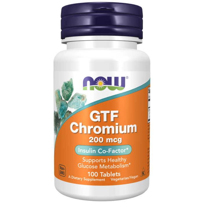 NOW Foods GTF Chromium 200 mcg Yeast Free - 100 Tablets