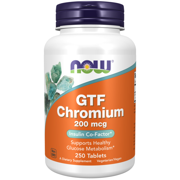 NOW Foods GTF Chromium 200 mcg Yeast Free - 250 Tablets