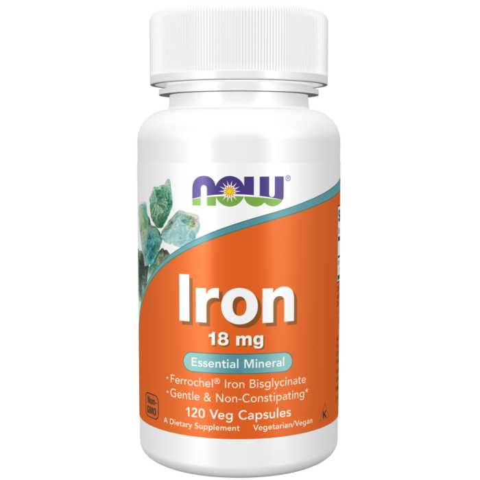 NOW Foods Iron 18 mg - 120 Veg Capsules