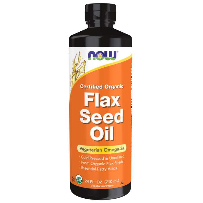 NOW Foods Flax Seed Oil Liquid, Organic - 24 fl. oz.