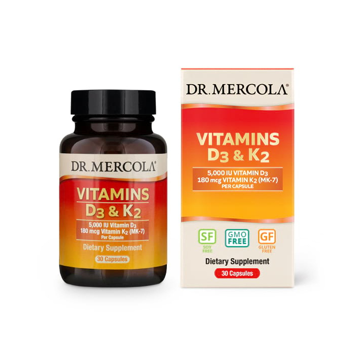 Dr. Mercola Vitamins D3 and K2, 30 Capsules