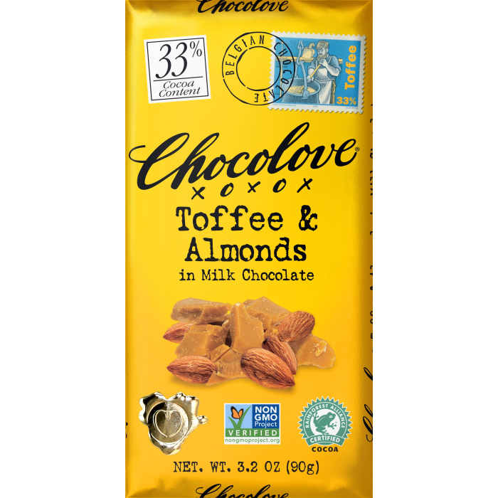 Chocolove Toffee & Almonds in Milk Chocolate, 3.2 oz.