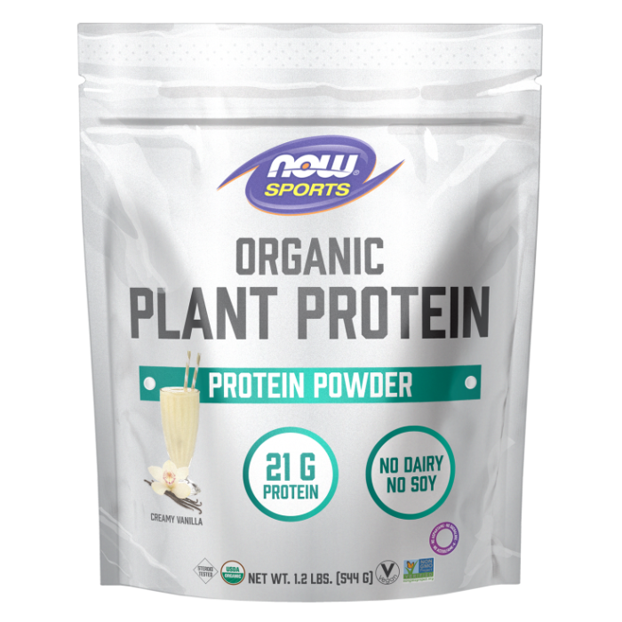 NOW Foods Plant Protein, Organic Creamy Vanilla Powder - 1.2 lbs.