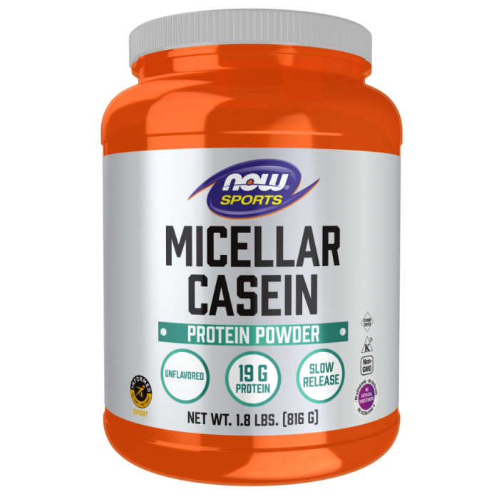 NOW Foods Micellar Casein, Unflavored Powder - 1.8 lbs.