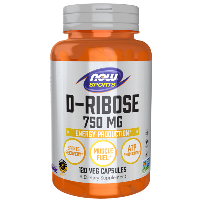 NOW Foods D-Ribose 750 mg - 120 Veg Capsules