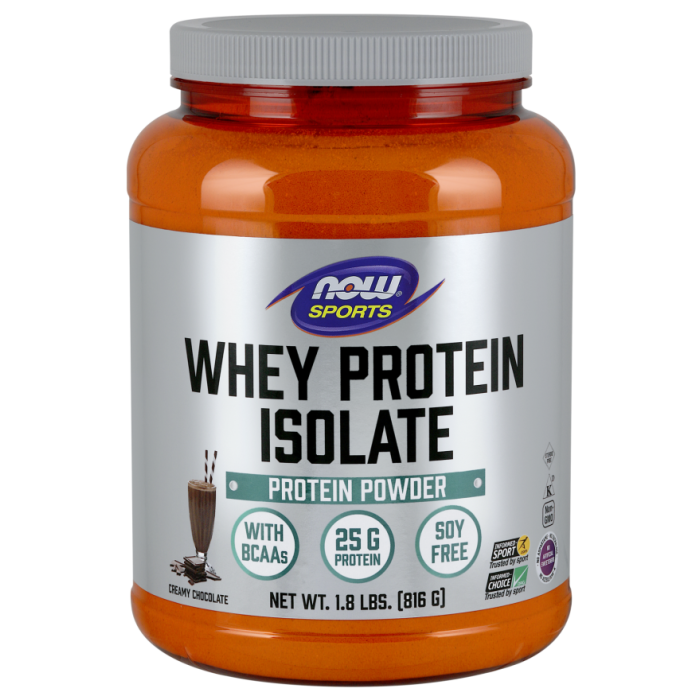 NOW Foods Whey Protein Isolate, Creamy Chocolate Powder - 1.8 lbs.