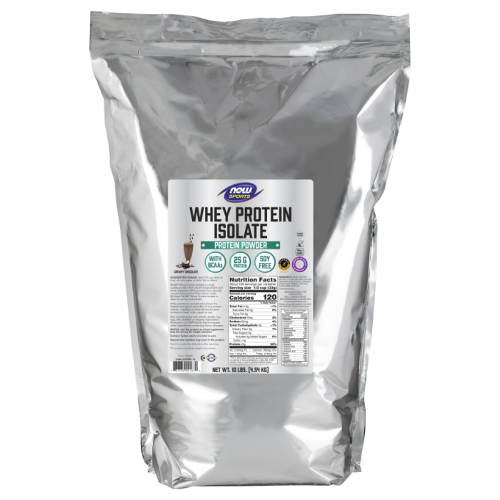 NOW Foods Whey Protein Isolate, Creamy Chocolate Powder - 10 lbs.