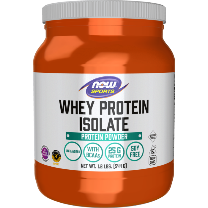 NOW Foods Whey Protein Isolate, Unflavored Powder - 1.2 lb.