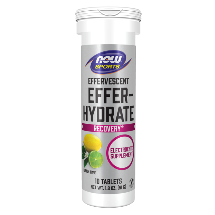 NOW Foods Effer-Hydrate Effervescent Lemon Lime - 10 Tablets/Tube