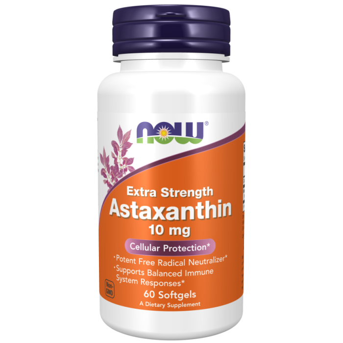 NOW Foods Astaxanthin, Extra Strength 10 mg - 60 Softgels
