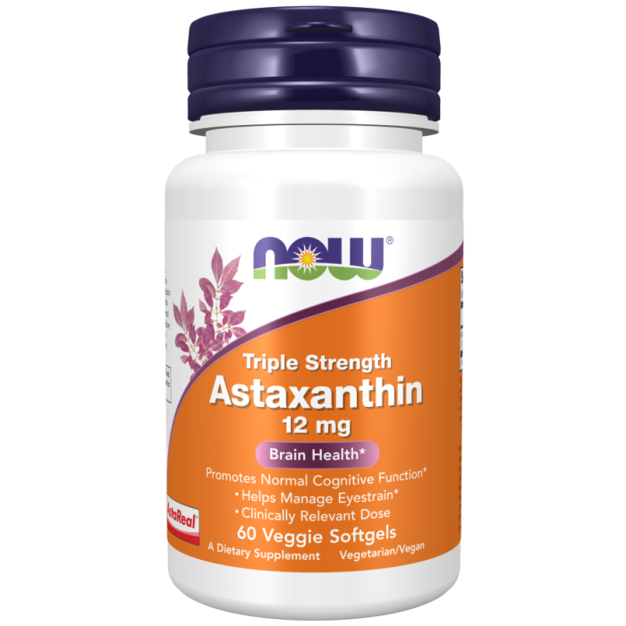 NOW Foods Astaxanthin 12 mg, Triple Strength - Front view