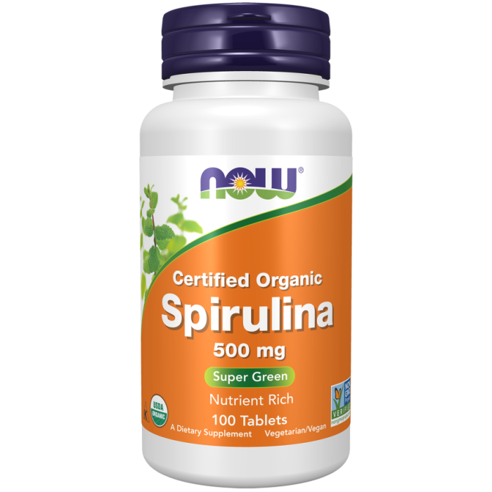NOW Foods Spirulina, Organic 500 mg - 100 Tablets