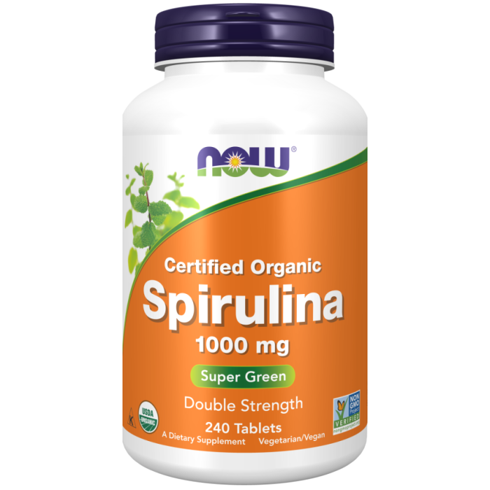 NOW Foods Spirulina Double Strength, 1000 mg Organic - 240 Tablets