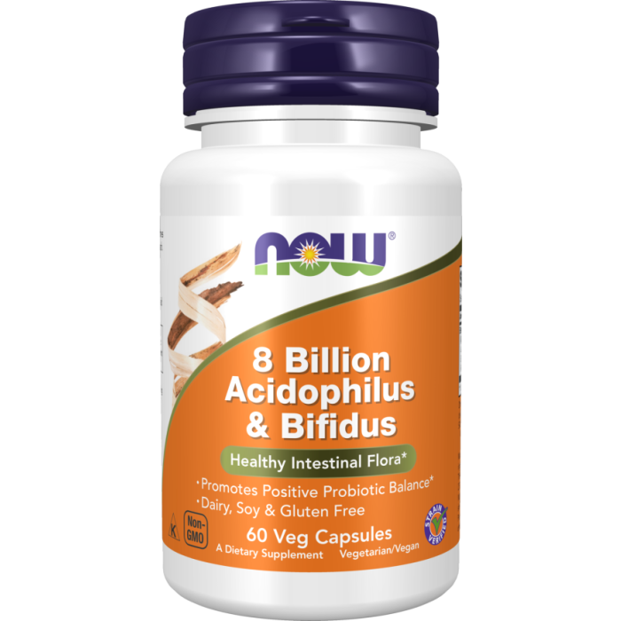 NOW Foods 8 Billion Acidophilus & Bifidus - 60 Veg Capsules