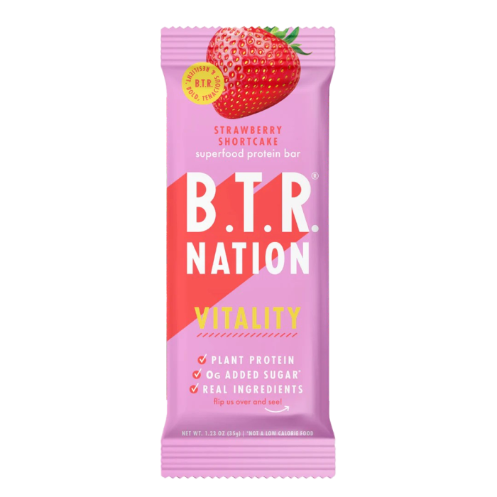 B.T.R Nation Strawberry Shortcake Vitality Protein Bar - Front view