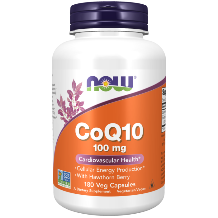 NOW Foods CoQ10 100 mg with Hawthorn Berry - 180 Veg Capsules