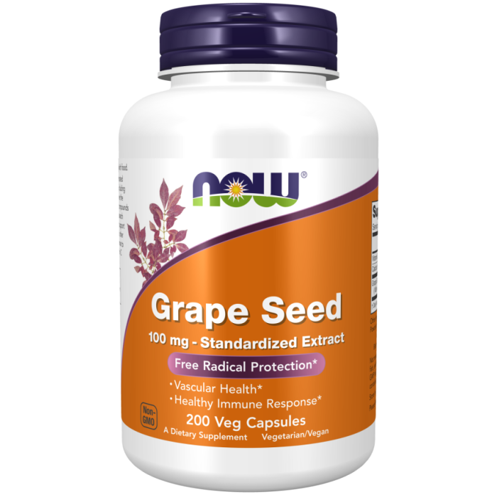 NOW Foods Grape Seed 100 mg - 200 Veg Capsules