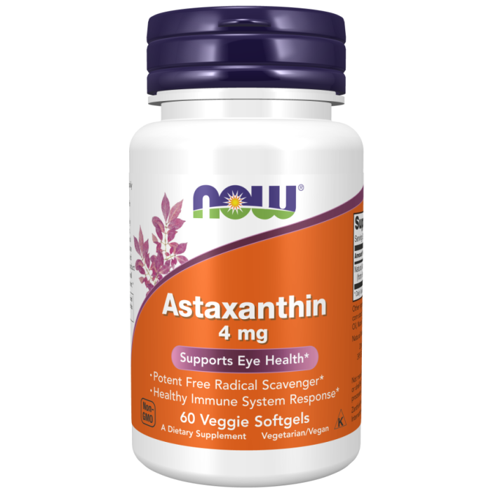 NOW Foods Astaxanthin 4 mg - 60 Veggie Softgels