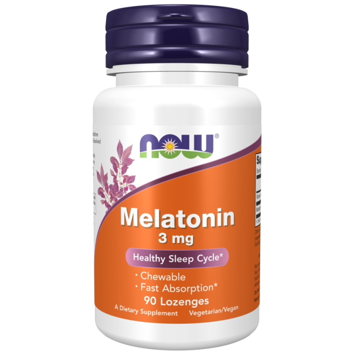 NOW Foods Melatonin 3 mg Chewable - 90 Lozenges