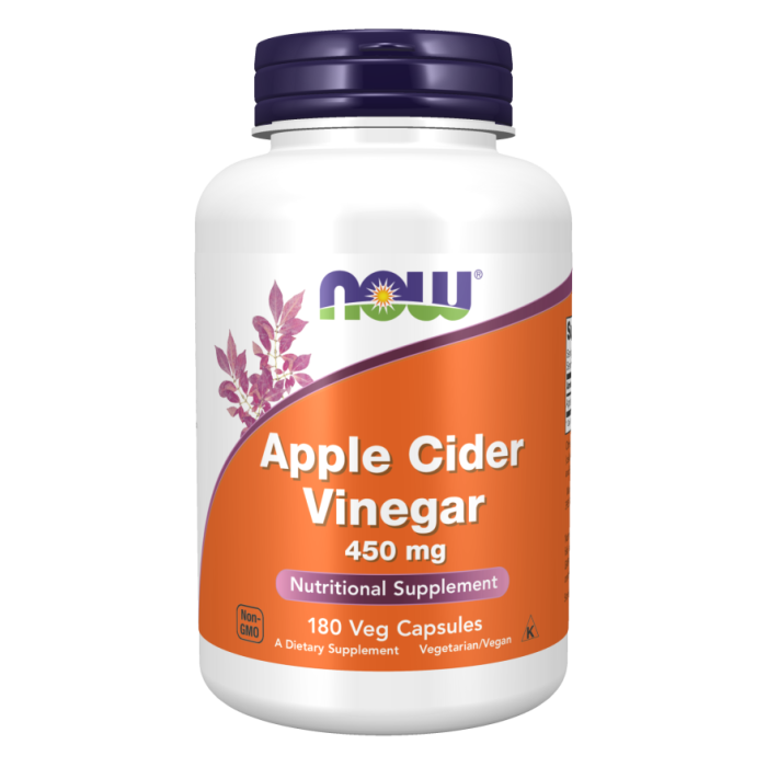 NOW Foods Apple Cider Vinegar 450 mg - 180 Veg Capsules