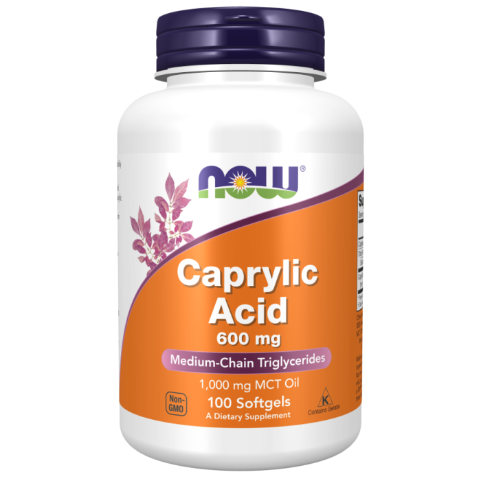 NOW Foods Caprylic Acid 600 mg - 100 Softgels