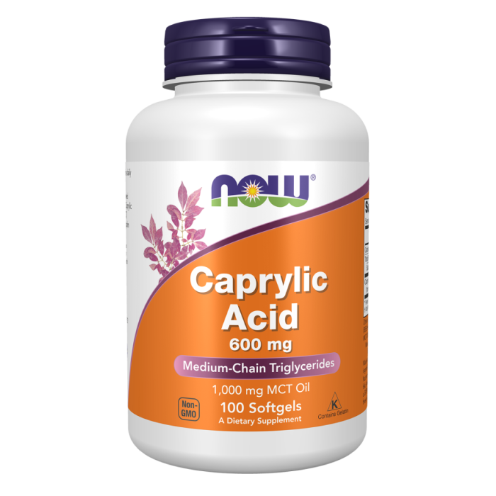 NOW Foods Caprylic Acid 600 mg - 100 Softgels