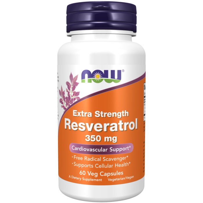 NOW Foods Resveratrol, Extra Strength 350 mg - 60 Veg Capsules