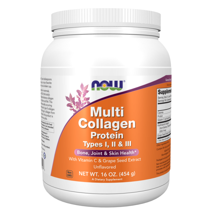 NOW Foods Multi Collagen Protein Types I, II & III Powder - 16 oz.