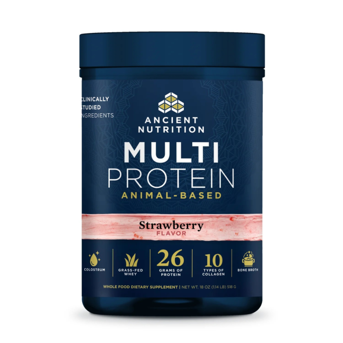 Ancient Nutrition Multi Protein Milk Strawberry Flavor - Front view