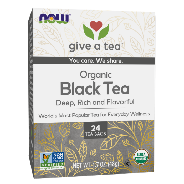 NOW Foods Black Tea, Organic - 24 Tea Bags