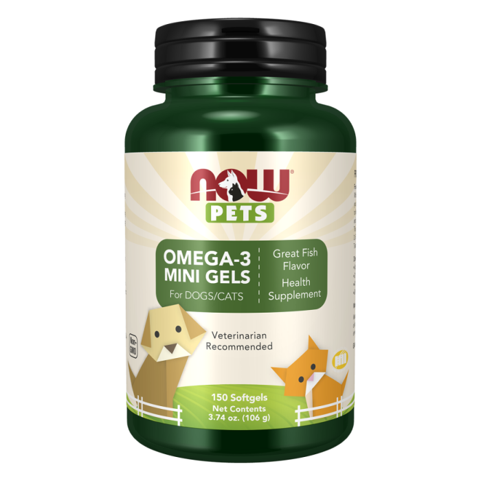 NOW Foods Omega-3 Mini Gels - 150 Softgels for Pets