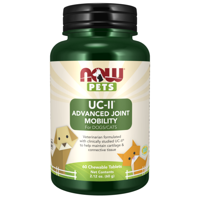 NOW Foods UC-II® Advanced Joint Mobility for Dogs & Cats - 60 Chewable Tablets