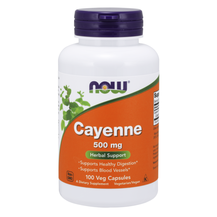 NOW Foods Cayenne 500 mg - 100 Veg Capsules