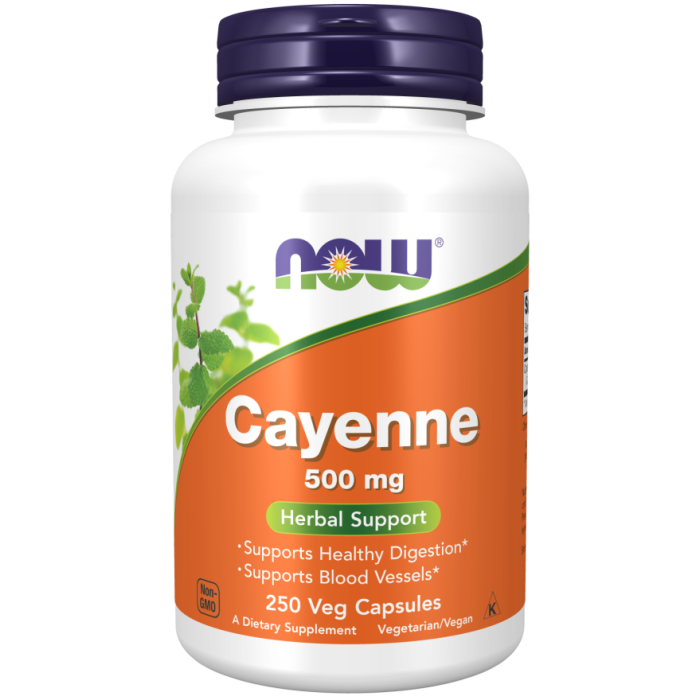 NOW Foods Cayenne 500 mg - 250 Veg Capsules