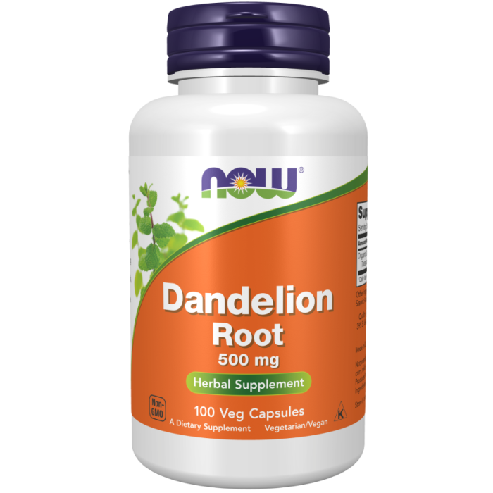 NOW Foods Dandelion Root 500 mg - 100 Veg Capsules