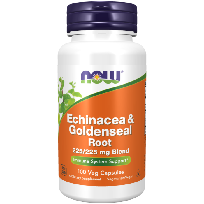 NOW Foods Echinacea & Goldenseal Root - 100 Veg Capsules