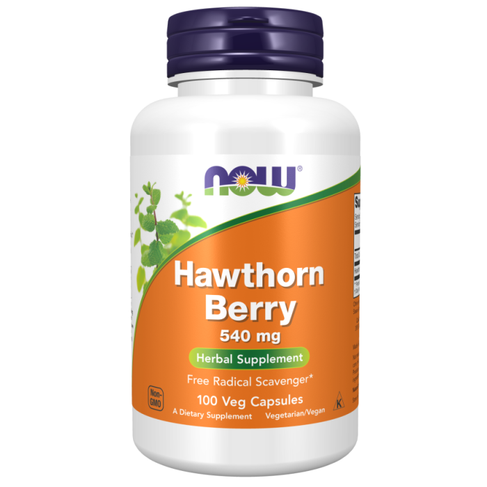 NOW Foods Hawthorn Berry 540 mg - 100 Veg Capsules