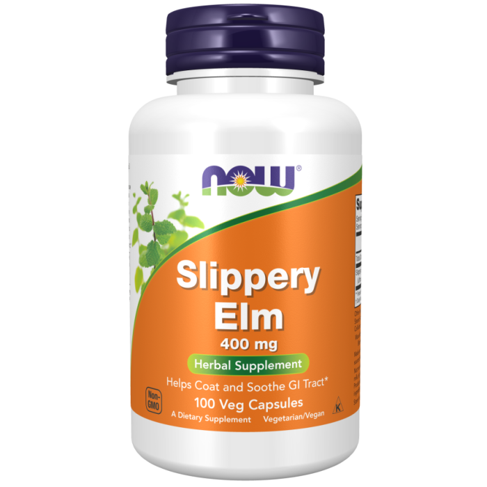 NOW Foods Slippery Elm 400 mg - 100 Veg Capsules