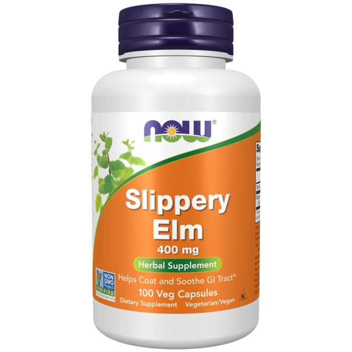 NOW Foods Slippery Elm 400 mg - 100 Veg Capsules