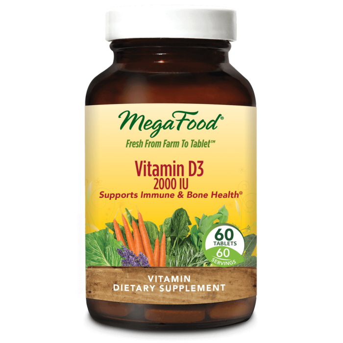 MegaFood Vitamin D3 2000 IU, 60 Tablets