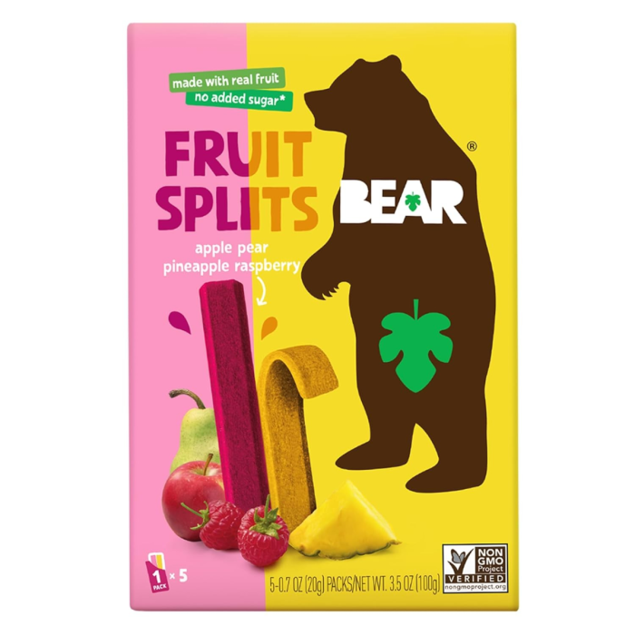 Bear Snacks Raspberry & Pineapple Fruit Splits - Front view