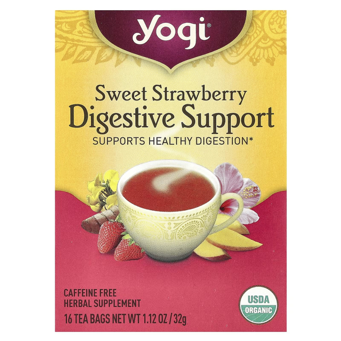 Yogi Tea Digestive Support Sweet Strawberry Caffeine Free - Front view