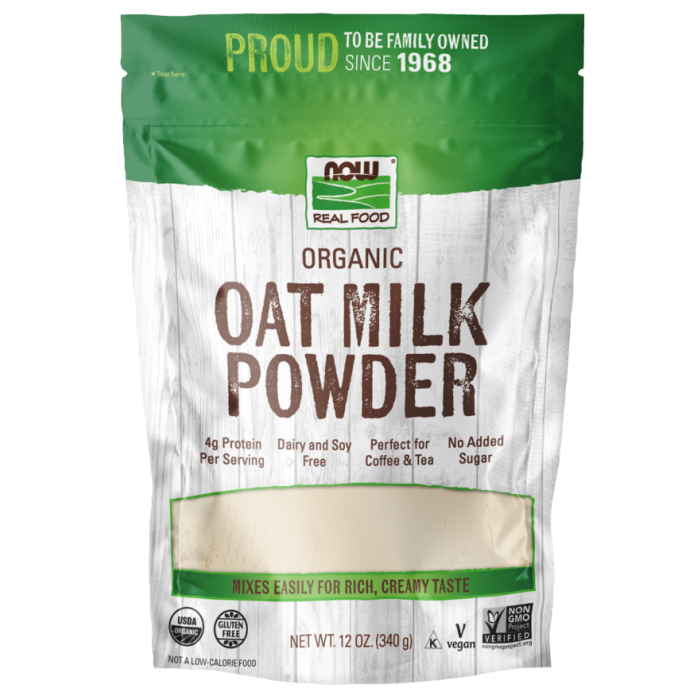 NOW Foods Oat Milk Powder, Organic - 12 oz.