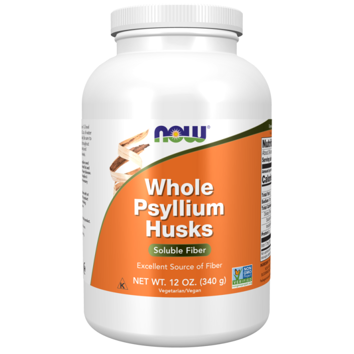 NOW Psyllium Husks, Whole 12oz - Front