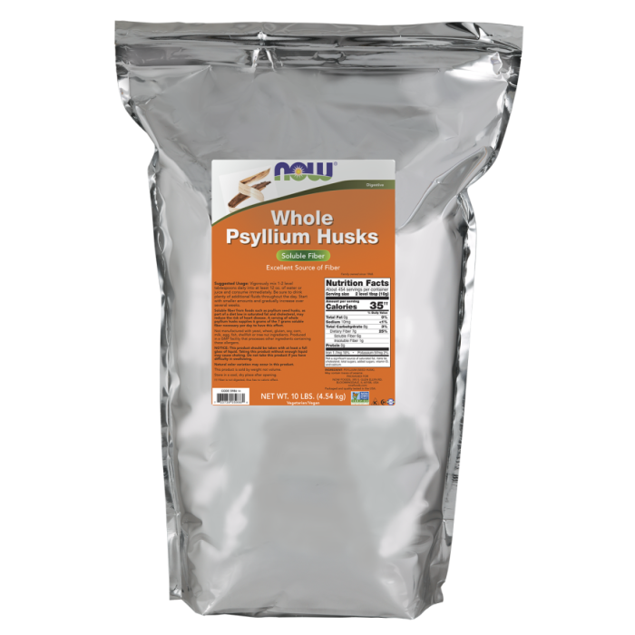 NOW Foods Psyllium Husks, Whole - 160 oz. (10 lbs.)