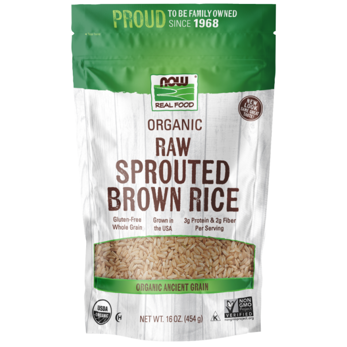 NOW Foods Sprouted Brown Rice, Organic - 16 oz.