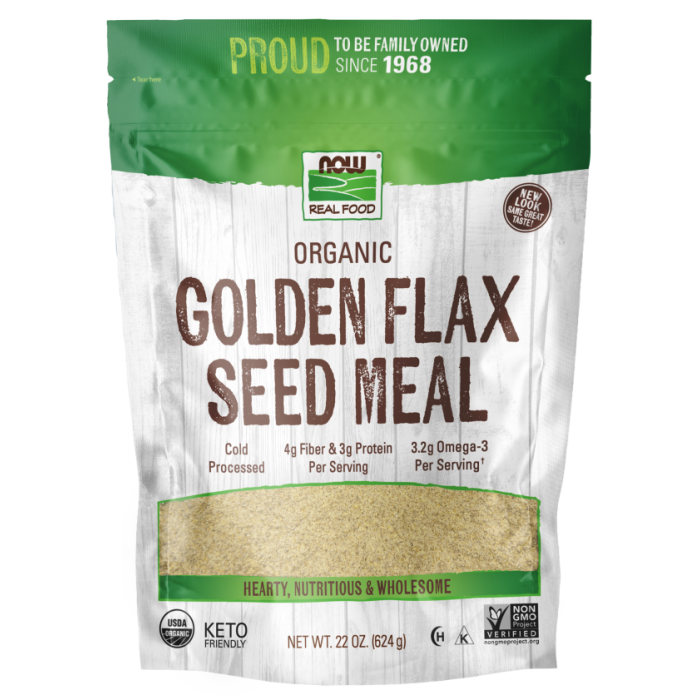 NOW Foods Golden Flax Seed Meal, Organic - 22 oz.